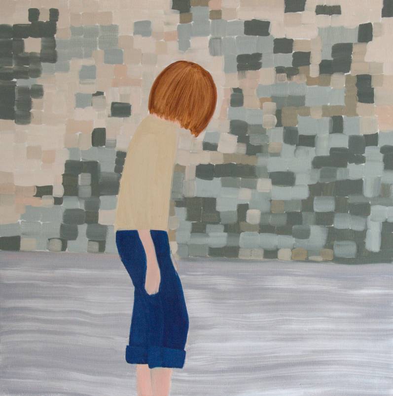 Dorothea Trapp: 2012, Mädchen am Wasser, 55 x 55 cm, Öl auf Leinwand