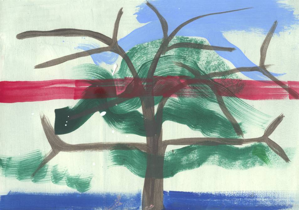 2022, Zufällige Landschaft, 21 x 30.5 cm, Mischtechnik auf Papier