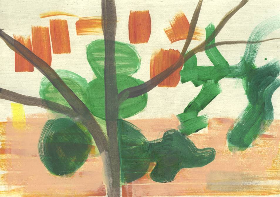 2022, Zufällige Landschaft, 21 x 30.5 cm, Mischtechnik auf Papier